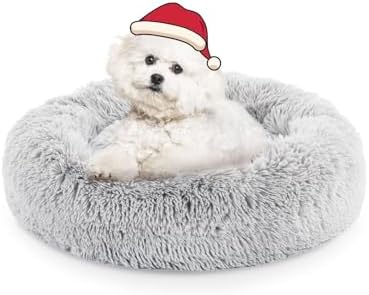 FluffyDream 24 in Donut Bed - Plush, Washable, Calming Blue Cat &...