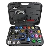 Mastercool 43301-A 27‑Piece Radiator Pressure & Vacuum System Kit – Professional Leak Tester & Coolant Refill Tool with Durable Gauge and 19 Adapter Set (0–35 psi)