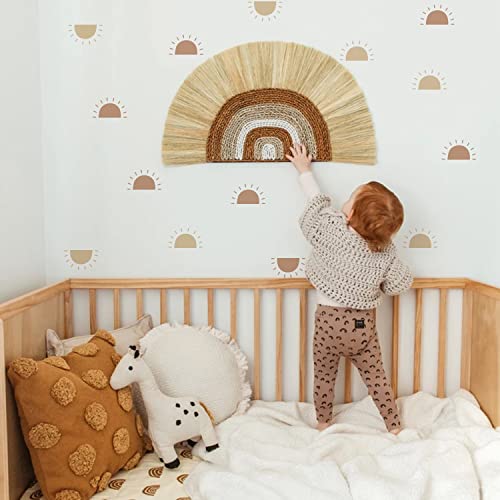 Neukids 48pcs Sonne Wandtattoo Kinder, Boho Halbe Sonne Wandsticker Kinderzimmer Babyzimmer, Wandaufkleber Wohnzimmer Schlafzimmer Flur Selbstklebend Deko Aufkleber