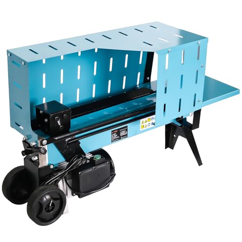 KATSU Tools 6 Ton Horizontal Electric Log Splitter 2000 Watt Motor with Hydraulic Ram 520mm Log Length Steel Safety Guard Heavy Duty for Wood Firewood Burners Splitting