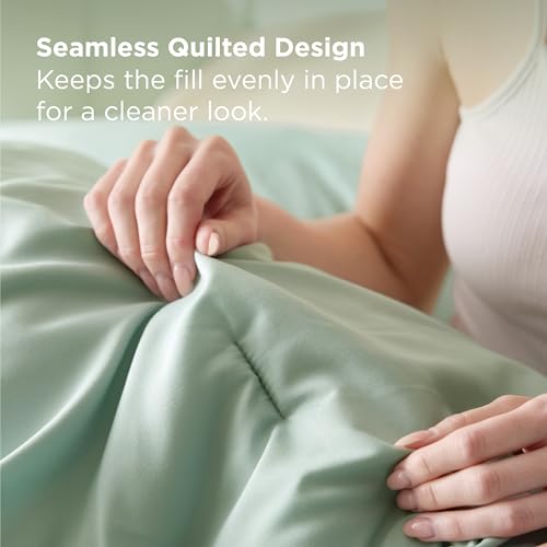 Image of Bedsure Full Size Comforter Set - 7 Pieces Sage Green Full Bedding Set for All Seasons, Boho Contrasting Design Bed in a Bag with Comforter, Sheets, Pillowcases & Shams