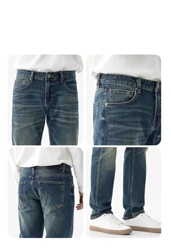 Men's Fashion Vintage Distressed Washed Jeans Loose Straight Slim Fit Jeans2