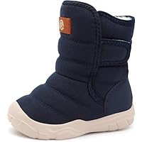 JIASUQI Toddler Snow Boots Boy Girl Wide Winter Boots with Faux fur Lined Warm Winter Shoes for Indoor Outdoor(Navy Blue 19,UK Size 6.5)