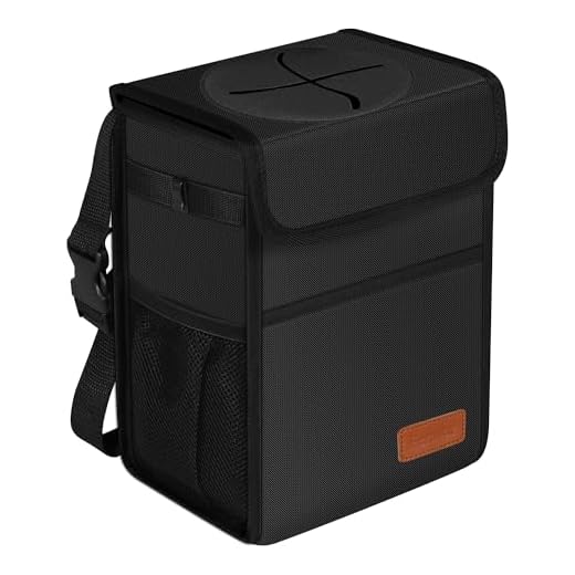 Femuar Leak Proof Car Trash Can with Lid - Waterproof Automotive Garbage Bin for SUVs, Collapsible and Portable Car Trash Bag, Black