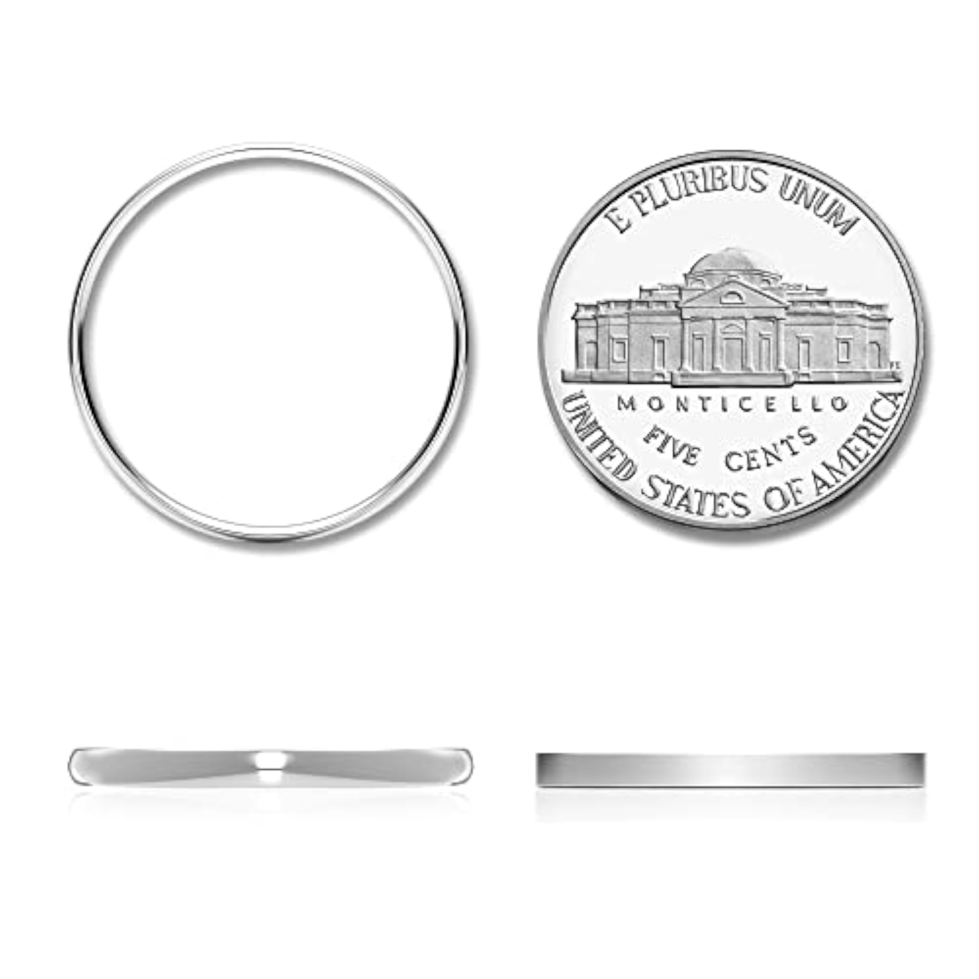Sterling Silver 2MM High Polish Plain Dome Wedding Band Ring
