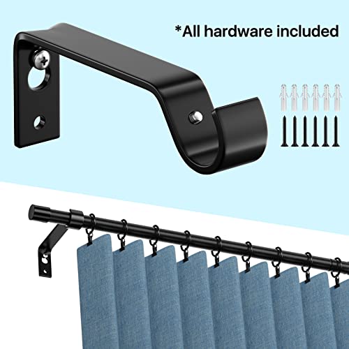 Gardinenstange, 68 to 157 cm Gardinenstange Schwarz, Wandmontage Schwarze Matt Gardinenstangen Set, Metall 16mm Durchmesser Gardinenstangen 1.5m Lang