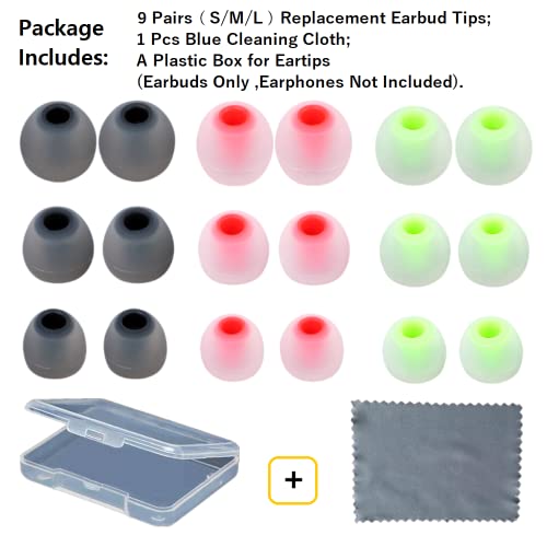 Image of Silicone Earbud Tips Earbuds Replacement Ear Tips Gels Bud for Popular in-Ear Headphones Other Inner Hole from 3.8mm - 5.1mm Earphones 9 Pairs S /M /L