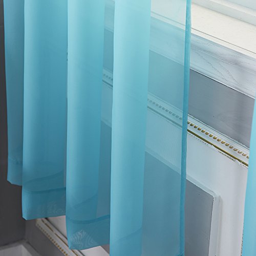 Image of NICETOWN Sheer Curtains for Bedroom Windows 84 inch Length, Grommet Casual Voile Sheer with Light Filter Window Treatments for Nursery /Living Room, Baby Blue, Set of 2, 54 inch Wide