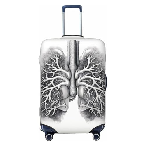 QSMBNET Travel Luggage Cover Lungs Vector Image Spandex Suitcase Protector Washable Baggage Covers Fashion Elastic Scratch-Resistant Luggage Cover Protector Fits 18-32 Inch Luggage