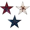 Clovers garden 6 metal barn stars set of 3 red white blue star wall decor rustic farmhouse hanging patriotic texas star indoor outdoor american vintage wall art decoration  urban country home decor
