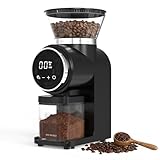AYCHIRO Electric Conical Burr Coffee Grinder, Touchscreen Coffee Grinder for Home Use, Compact Burr Mill Grinder with 30 Grind Settings, Detachable Hopper & Coffee Container, Black