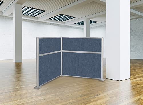 VERSARE Hush Panel Cubicle Kit 6\' x 4\' “L” Shape | Workstation Wall Partition | Privacy Desk Office Divider | Private Space | Sound Dampening Fabric Panels Ocean
