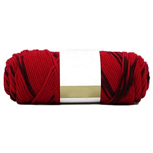 Image of Red Black Soft Cotton Crochet Yarn 100g /0.22lb Rainbow Gradient DIY Knitting Yarn - Super Soft Warm for Sweater, Bag, Hat, Scarf