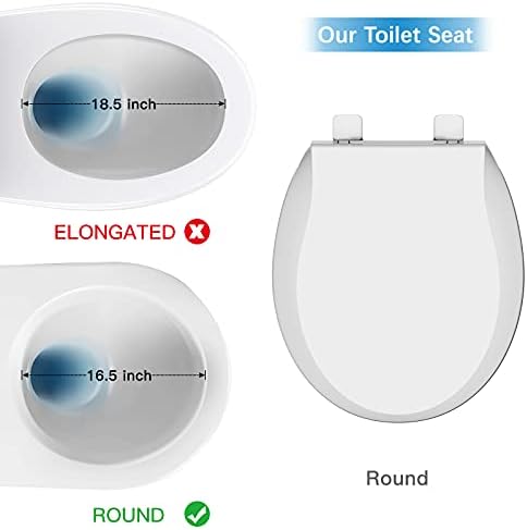 Soft Close Commercial Toilet Seat – 17” Round, Thickened White PP, Quiet Lid, Easy Install & Clean, Never Loosen, Restroom Grade, Fits Most Standard Toilets – Size: 17"; Color: White — view 2