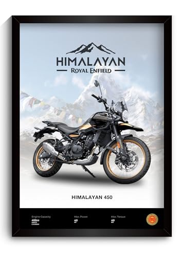 Image of Royal Enfield Himalayan Poster | Framed Poster of RE Himalayan 450 A4 Sized (31 x 23 cm) | Posters for Wall, Gift for Boys, Bullet Frame | Bike Frames | Bike Posters for Wall, Bedroom, Hostel (F 075)