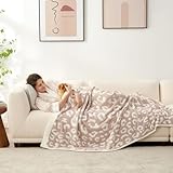 Snuggle Sac Ultra Soft Beige Leopard Blanket Twin Size - Oversized Reversible Cheetah Bedding Blanket, Leopard Pattern Throw Blankets for Bed, Sofa, Couch, 60x80 inches