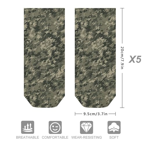 5 Pairs Womens Ankle Sock Military Woods Camouflage Crew Socks Cotton Socks Mens Running Low Cut Breathable No Show Sock2