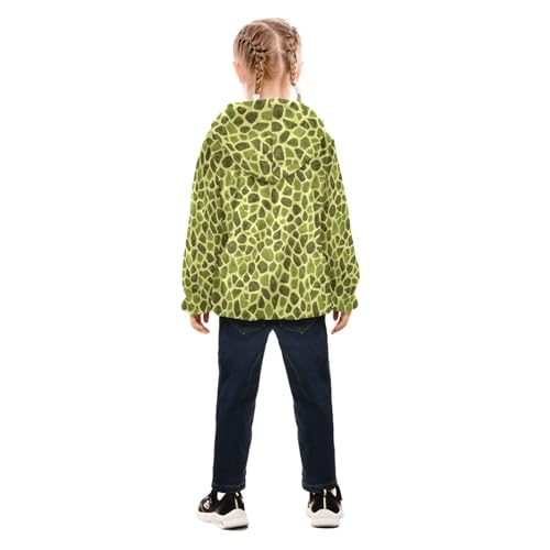 Giraffe Print Toddler Fleece Jacket Baby Girls Hooded Zipper Long Sleeve Thick Warm Outerwear 3-10 Years4
