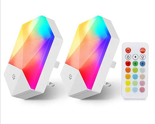 JINGBO RGB Control Remoto Luz de Noche 16 Color Colorido Smart Dimmable Gradiente Baby Room Lighting Atmósfera Light 2 PCS Cover