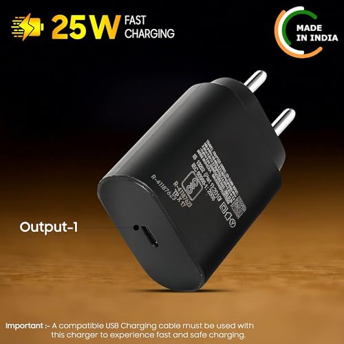 Image of Original 25Watt Adapter for Samsung Galaxy m34 5g m53 5g f23 5g m14 5g f14 5g m33 5g a34 5g a54 5g-Black