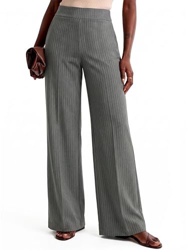 High Waisted Pinstripe Pants Women Wide Leg Business Casual Outfits - image 1
