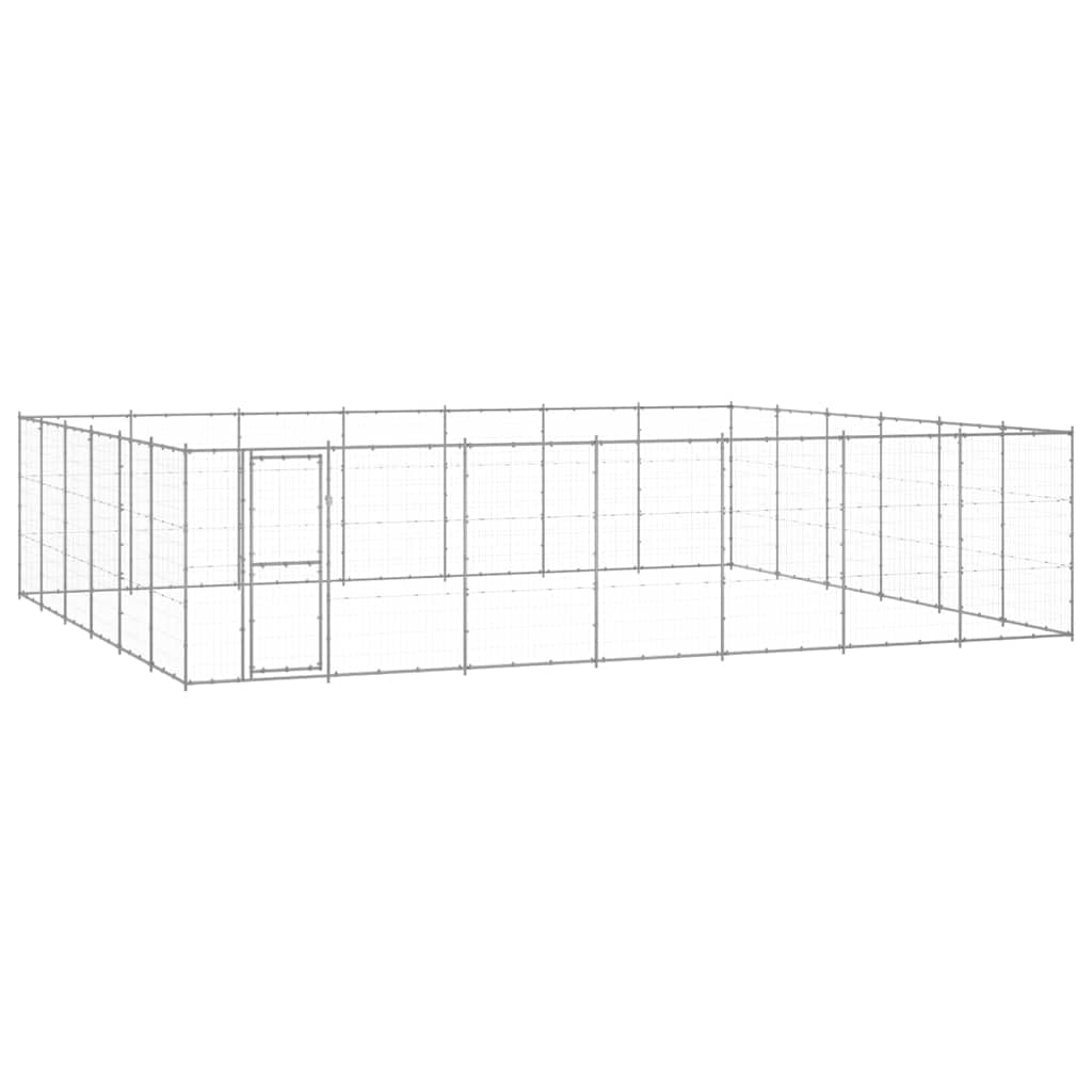 Cuccia per cani in acciaio zincato, 50,82 m², con porta richiudibile, resistente alle intemperie, per giardino, terrazza, cortile, balcone, protezione di sicurezza, ideale per passeggiate per
