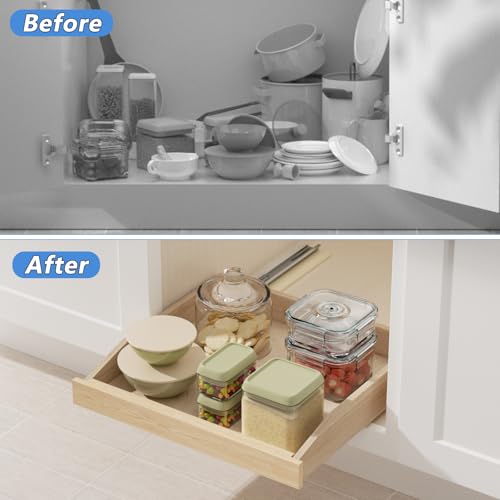 ROOMTEC Pull Out Cabinet Organizer with Soft Close, 16-1/2" W x 21" D, Pull Out Cabinet Drawer for Kitchen cabinets, Pull Out Cabinet Shelf, Finished, Bottom Assembly by ROOMTEC - Image 7