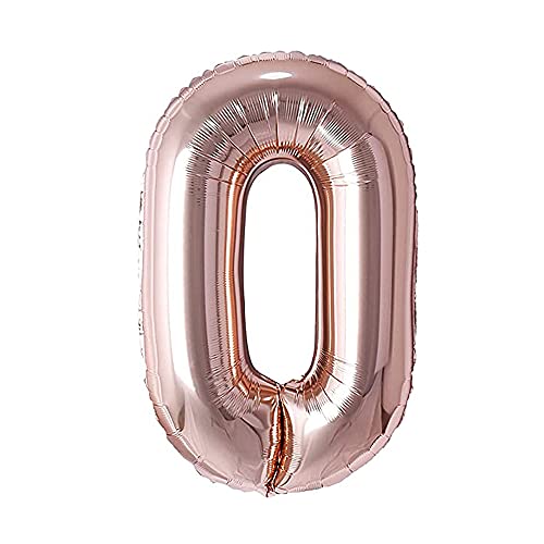 Image of Rozi Decoration 32? Inch Rose Gold 0 Number Foil Balloons Helium Supported Pack of 1 Pcs | 0 Number Balloon for Birthday | 32 Inch Number Balloon Decoration