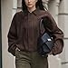 Talakeno Womens Faux Suede Bomber Jacket Casual Lightweight Batwing Long Sleeve Oversized Coat Streetwear Outfits(Coffee,M)