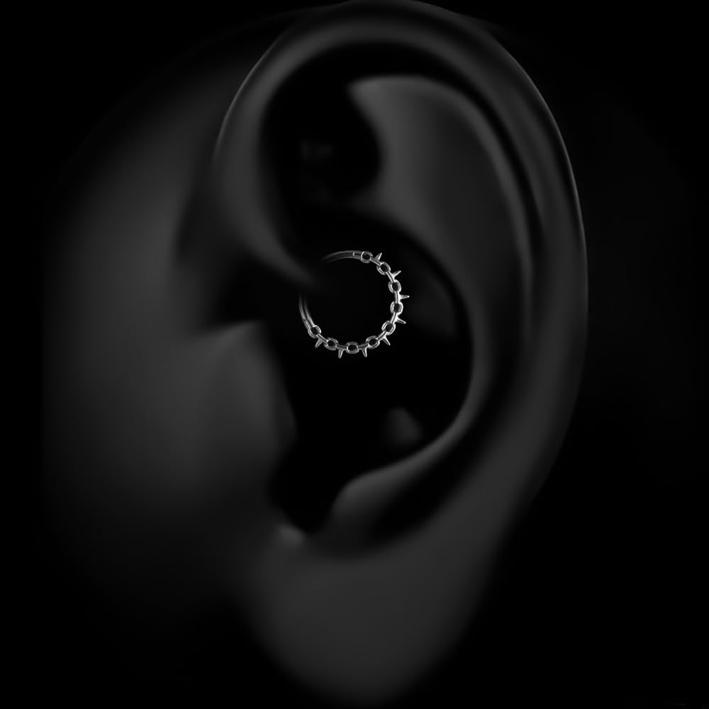 1pc Titanium Nose Rings Hoop 16G Multi-pointed Nose Ring Diameter 8mm/10mm Cartilage Helix Daith Rook Earring Hinged ASTM F136 Septum rings Segment Ring Clicker Piercing Silver-Gold-Black - Image 6