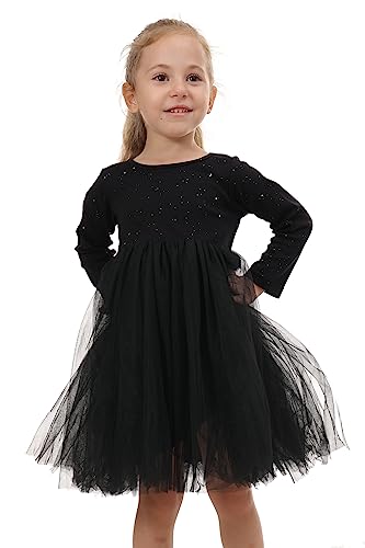 Mud Kingdom Sparkle Little Girls Tutu Dresses Long Sleeve Plain White Cute 5T #TOP4