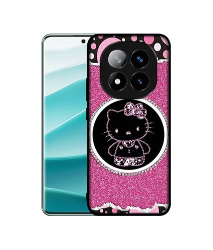 Image of Amazon Brand-Solimo Kitty with Glitter Premium 2D Printed Metal Back Case Cover for Mi Redmi Note 14 Pro Plus 5G