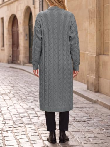 Image of Womens Long Sleeve Cardigan Sweaters Oversized Open Front Maxi Coat | Trendy Casual,Lapel,Knitted Coatigan,Soft Warm,Overcoat Pocket,2026 Fall Winter,Work Office,Going Out