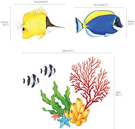 DECOWALL DW-2001 Watercolour Tropical Fish Kids Wall Stickers Decals Peel and Stick Removable for Nursery Bedroom Living Room Art murals Decorations