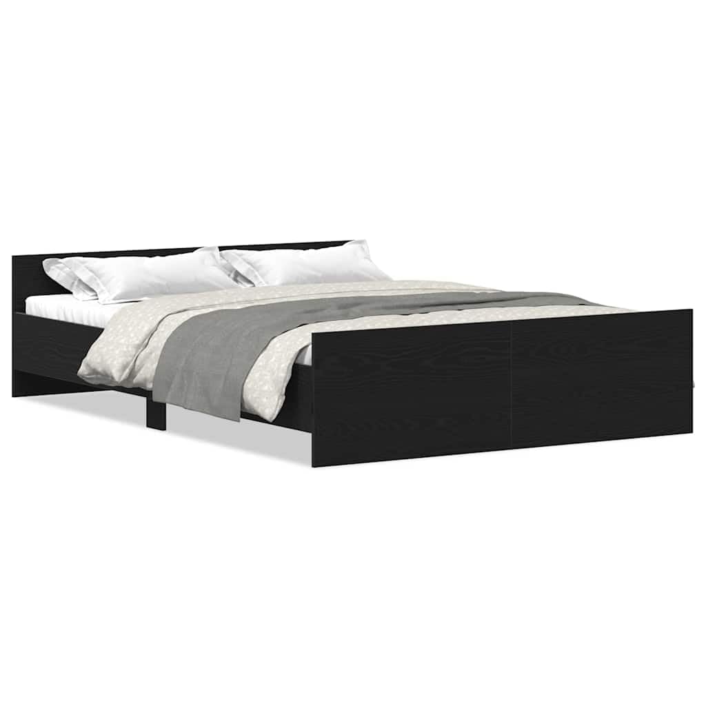 vidaXL Bed Frame without Mattress Black Oak 140x200 cm Engineered Wood