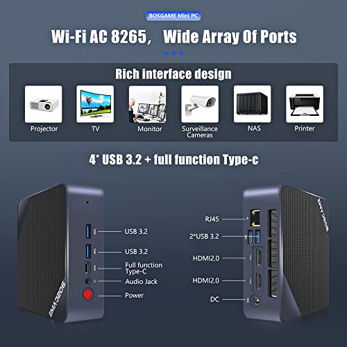 Bosgame Mini Pc Intel 12Th N95 4C/4T (Up To 3.40Ghz), 8Gb Ddr4+256Gb M.2 Nvme Ssd Pcie 4, Mini Desktop Computer Windows 11 Pro Mini Computers,Support 4K Triple Display/Bt 4.2/Wifi Ac 8265/4*Usb 3.2 #TOP3