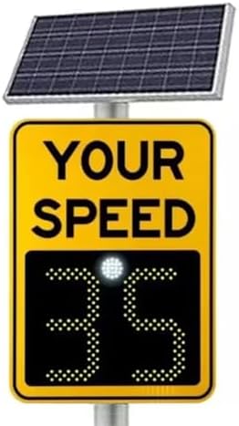 Solar Powered LED Radar Speed Display Sign - Adjustable Speed Limit, Aluminium Construction, Includes Accessories, 60x90 cm - Enhance Road Safety with Real-Time Speed Monitoring