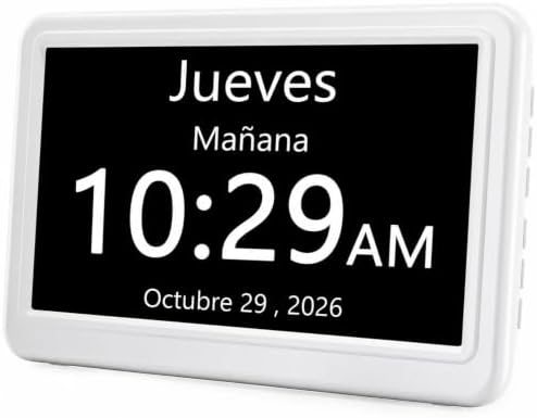 ROCAM 7" Digital Alarm Clock for Seniors, Calendar with Date and Day, 20 Reminders and Alarms, Large Screen, 10 Adjustable Brightness, Quick Navigation, Automatic DST, 6 Languages