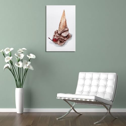 Impression sur toile motif cerises chocolat crème glacée 20x30 - 5