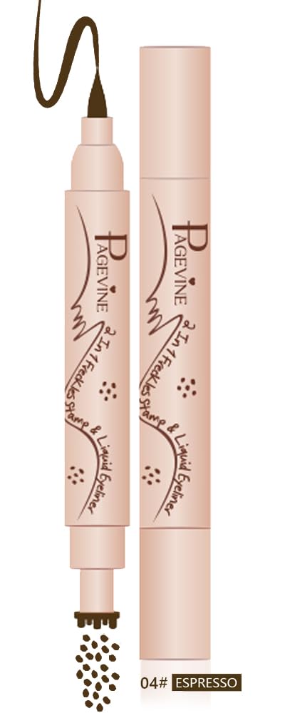 2-in-1 Freckle Pen & Eyeliner Stamp - Ultra Fine Sponge Tip, 6 Natural Spots for Realistic Sun-Kissed Faux Freckles