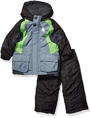 LONDON FOG Boys' Little 2-Piece Snow Pant & Jacket Snowsuit, Grey and Pants, 4