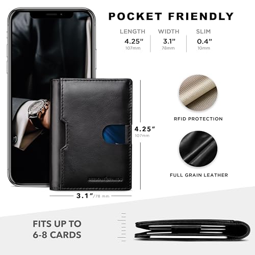 Image of SERMAN BRANDS Wallets for Men Slim Mens leather RFID Blocking Minimalist Card Front Pocket Bifold Travel Thin