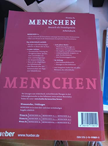 Menschen a1 - arbeitsbuch mit 2 audio-cds - deutsch als fremdsprache
