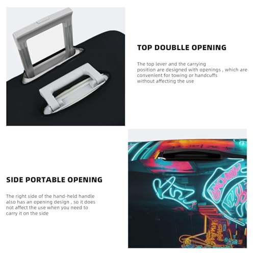 Travel Luggage Cover Neon Art Suitcase Protector Elastic Washable Stretch Suitcase Protector Anti-Scratch Travel Suitcase Cover Fit 18-32 Inch Luggage4