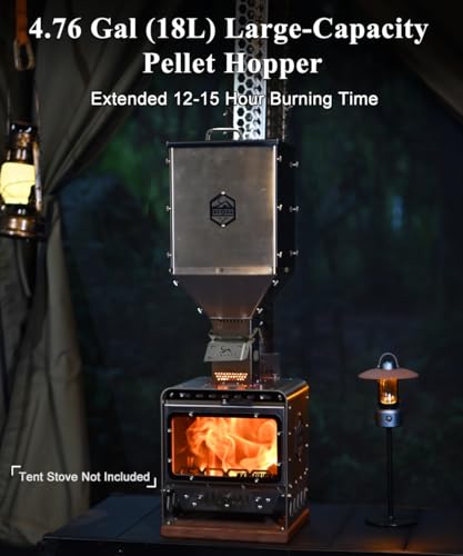 Image of TOMOUNT Pellet Bin with Burner for Tent Stove 304 Stainless Steel for Wood Stove