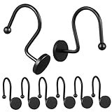 Mipcase 12 Pezzi Ganci Tende Doccia in Nero Resistente Supporto per Bastoni Standard Antiruggine e Induriti per Bagno