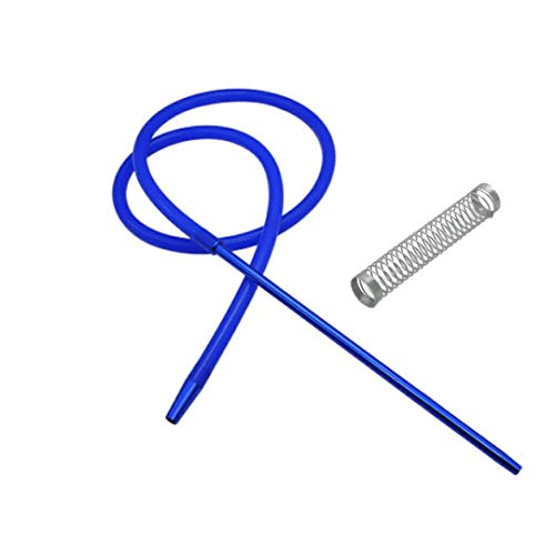PCWS Silikonschlauch Set 1,80 Meter mit Mundstück & Endstück + GRATIS KNICKSCHUTZ - Standardmaße, geeignet für alle Wasserpfeifen - Hochwertig gefertigt aus Aluminium - Premium Shisha Zubehör (Blau) Cover