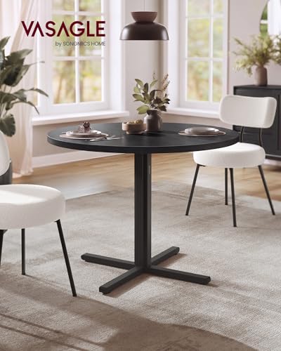 Image of VASAGLE Dining Table, Small Round Kitchen Table for 4 People, 31.5 x 29.4 Inches, for Dining Room, Living Room, Modern, Water-Resistant, Ebony Black UKDT082B101S