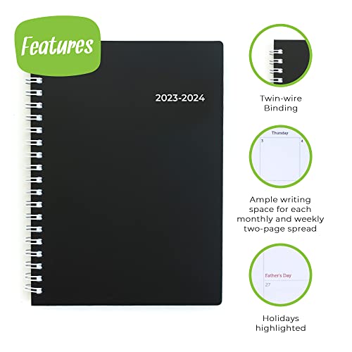 Walldeca 2023-2024 Academic Weekly Planner - Weekly & Monthly Planner, Jul 2023 - Dec 2024, Flexible Cover, Notes Pages, Twin-Wire Binding (2023 (8 X 6-Inches)) #TOP2