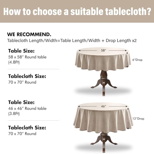 MIULEE Linen Textured 70 Inch Round Tablecloth Ivory by MIULEE - Used condition - Image 5